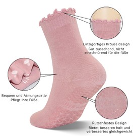 GRPSKCOS Yoga Socks Women's 3 Pairs Pilates Socks Non-Slip Socks Stopper Socks Women for Yoga, Barre, Pilates, Hospital, Dance EU 35-42, #5 Purple + Grey + Pink