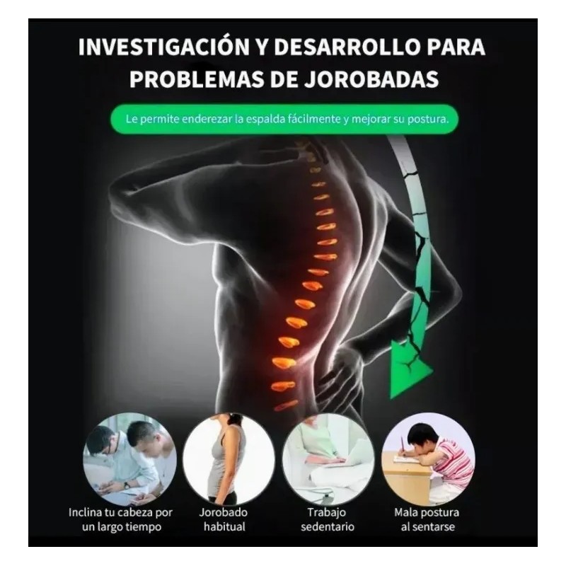 Corrector De Postura Magnético, Cuenta Con 8 Imanes Negro 3xl