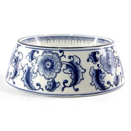 SYNWISH Blue and white Porcelaine Dog Bowls Ceramic Dog Cat Food and Water Bowls (5.8x7.2x2.4inch)