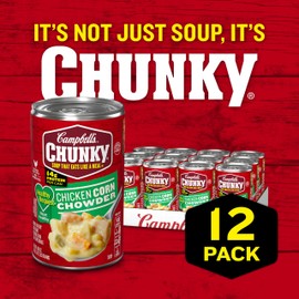 Campbell's Chunky Soup, Healthy Request Chicken Corn Chowder Soup, 18.8 Oz Can (Case of 12)