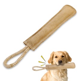 SPOT Dura-Fused Leather Retriever Dog Toy – Real Leather & Jute Fabric, Double-Stitched & Durable, Squeaky Interactive Tug Toy with Rope Handle for Moderate Chewers, Soft Stuffed Fetch Toy, 15in