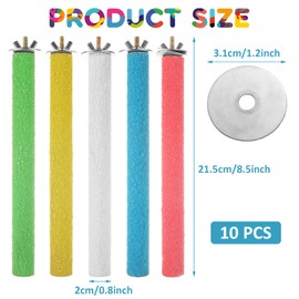 Oungy 10 PCS Bird Perch Parrot Stand Wood Parrot Perch Stand Platform Natural Paw Grinding Stick Bird Cage Accessories for Budgies Cockatiels Cockatoo Conure Parakeet
