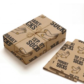 SHSEEN Probably Socks Funny Wrapping Paper, 19.6 x 27.5 in, 2 Sheets