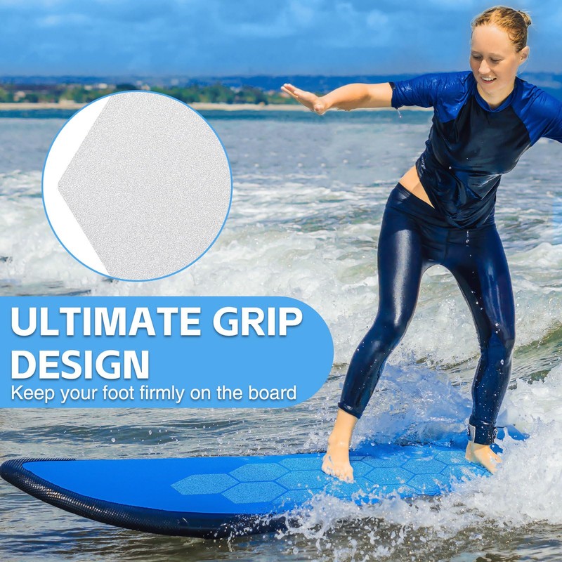 TRINKA 20PCS Surfboard Traction Pads, Waxless Hexagon Surfboard Clear Deck