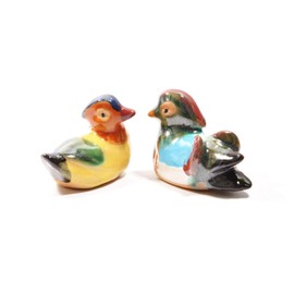 DMtse Feng Shui Ceramic Pair Mandarin Ducks for Love & Fidelity (2 6/8 inch Small Size) Figurines for Happy Love Lucky Gift