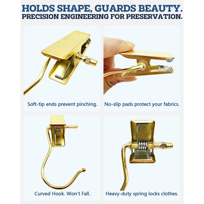 60 Pack Gold Boot Hangers for Closet, Clips Hangers with
