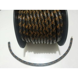 Ton's Performance RAT ROD FLATHEAD TRACTOR 7mm Copper Core BRAIDED CLOTH BLACK ORANGE SPARK PLUG WIRE DIY per foot 1'