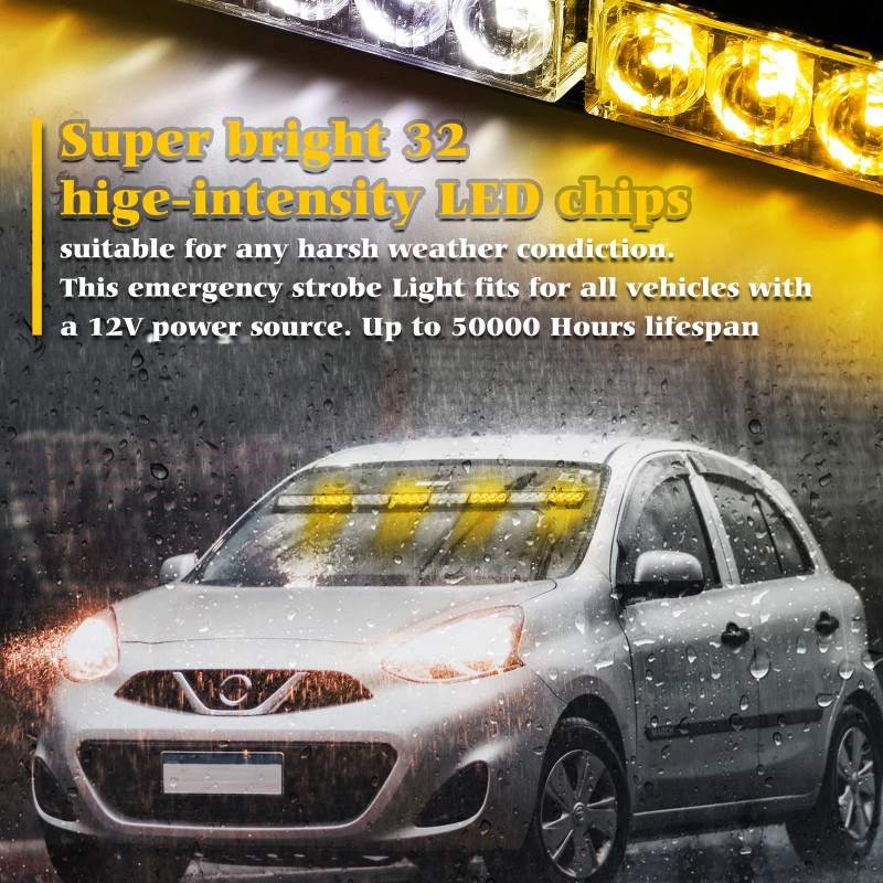cshauauto 35" LED Emergency Strobe Light Bar Rooftop Warning Traffic