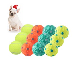WIGGLYTAIL Dog Balls 12 Pcak, 9 Latex Balls and 3 Tennis Balls for Small and Medium Dogs - for Automatic Dog Ball Launcher(2 Inches Balls)