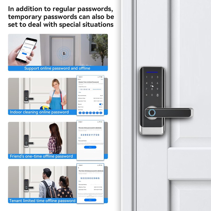 GEKRONE Smart Front Door Lock with Lever Handle, Keyless Entry