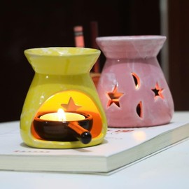 Warmself Blue Ceramic Essential Oil Burner Tealight Candle Holder Decorative Aroma Diffuser