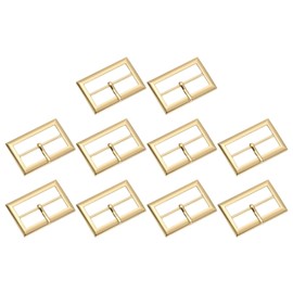 uxcell 10Pcs Single Prong Belt Buckle, 0.79" Zinc Alloy Adjustable Rectangle Movable Centre Bar Roller Buckles for Purse Bag Leather Craft Accessories, Gold