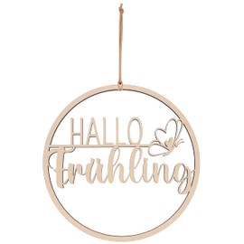 Spruchreif Premium quality 100% emotional, decorative loop, wooden decorative hanger, Easter decoration, wall decoration, door wreath, hoop, gift, spring decoration