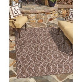Unique Loom Outdoor Trellis Collection Area Rug - Gitter (9' x 12' Rectangle, Brown/ Ivory)
