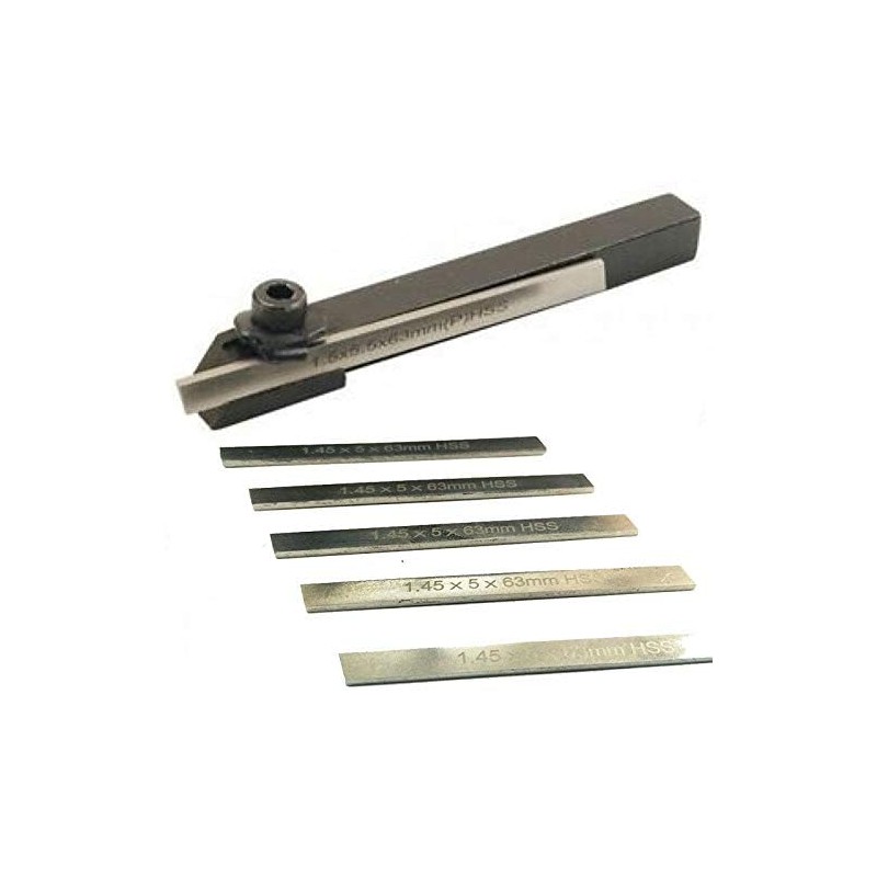 Mini Parting Tool Cut off Holder with 6Pcs HSS Blades