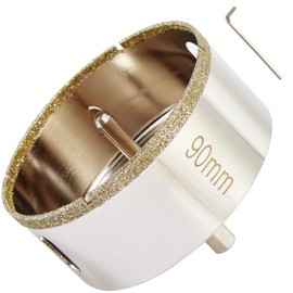 3 1/2 Inch (90mm) Diamond Hole Saw with Pilot Bit, DaduoRi 3.5" Tile Hole Saw with Center Drill Bit for Marble, Granite, Ceramic, Porcelain Tiles, 1-3/8" Depth of Cut for Thick Countertops