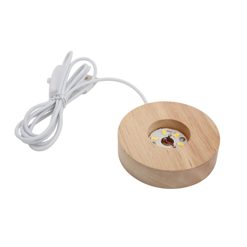 LED Light Base Display Base, USB Interface Wood Lighted Display