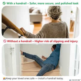 Hand Rail Brackets for Stairs- 6 Pcs Heavy Duty Black Handrail Brackets for Indoor Stairs or Outdoor Stairs Support, 3 Inch Hand Railing Brackets, Banister Brackets for Stairways Stair Railing Indoor