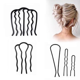 BLOOPIC Hair Fork, 5 Pieces, U-Shaped Hair Clip, Inner Hair Access, Metal Hairside Comb, Metal Hairside, Comb, Hardware, Invisible Bangs Comb, U-Pin Hair Ornament, Hair Clip, Fun, Easy Styling