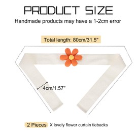 uxcell Curtain Tiebacks, 2 Pack Cute Flower Curtain Ties Holdbacks Window Tie Backs Clips Decorative Rope Curtain Holdback Holder Handmade for Home Office Decor, Six-Petal Orange