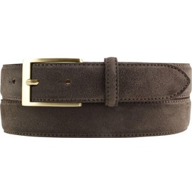 BELTINGER Suede Belt 3.0 cm | Suede Leather Belt for Men 30 mm | Suede Belt with Golden Belt Buckle, Dark brown, gold