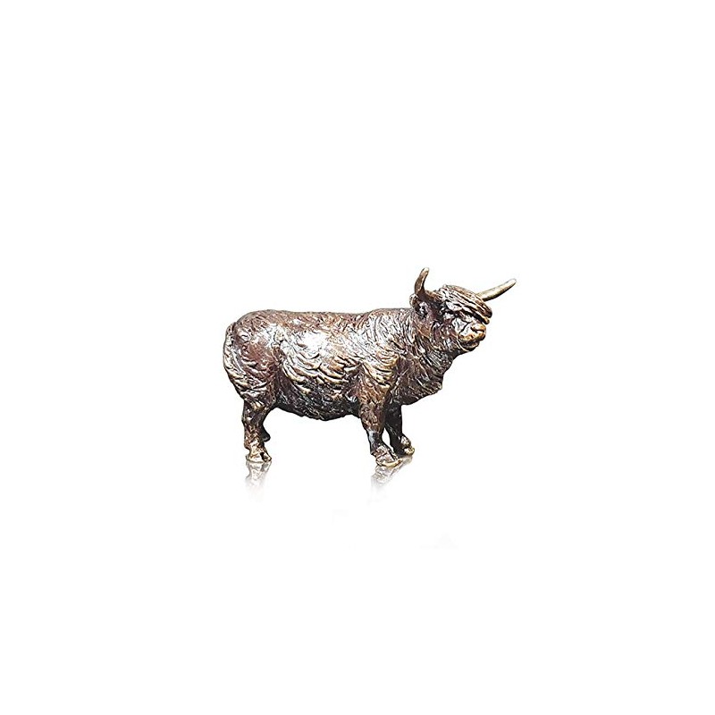2092 Highland Cow Solid Bronze Miniature Statue Sculpture Figure -
