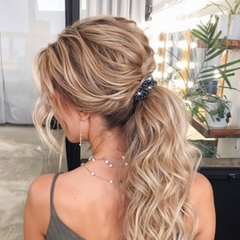 HJZHII Rhinestone Ponytail Holder Set, 3 Pcs Rhinestone Hair Ties Beaded Hair Scrunchies Elastic Ponytail Holders Glitter Crystal Hairband Sparkly Head Accessories for Women