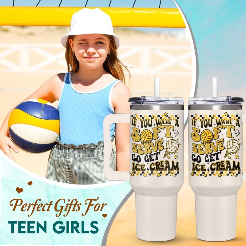 AT2Z GLOBAL Insulated Volleyball Tumbler, 40 oz, Double Wall Vacuum