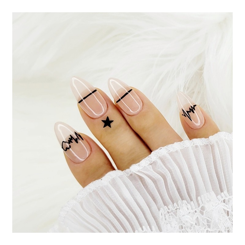 Tattoo style handmade nail tips - Stiletto M / 타투