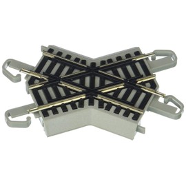 Bachmann Trains - Snap-Fit E-Z TRACK 45 DEGREE CROSSING (1/card) - NICKEL SILVER Rail With Gray Roadbed - HO Scale