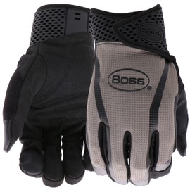 Boss Utility Men's High Dexterity Synthetic Leather Work Gloves, 4-Way Stretch Spandex Backing, Touchscreen, Abrasion Resistant, Gray/Black, X-Large, (B52051-XL)