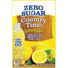 Country Time Zero Sugar Lemonade Naturally Flavored Powdered Drink Mix, 6 ct On-the-Go Packets