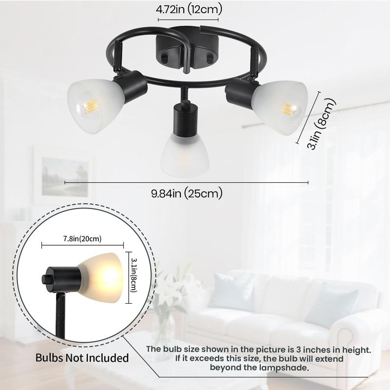 KEESFU 3-Light Kitchen Flush Mount Ceiling Light，Modern Round Track Lighting
