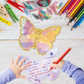 Tixlux 12 Butterfly Invitation Cards for Children's Birthdays, 12 x 10 cm, Birthday Invitations for Girls and Boys, Children's Birthday Party Invitations, Children’s Parties, German Version