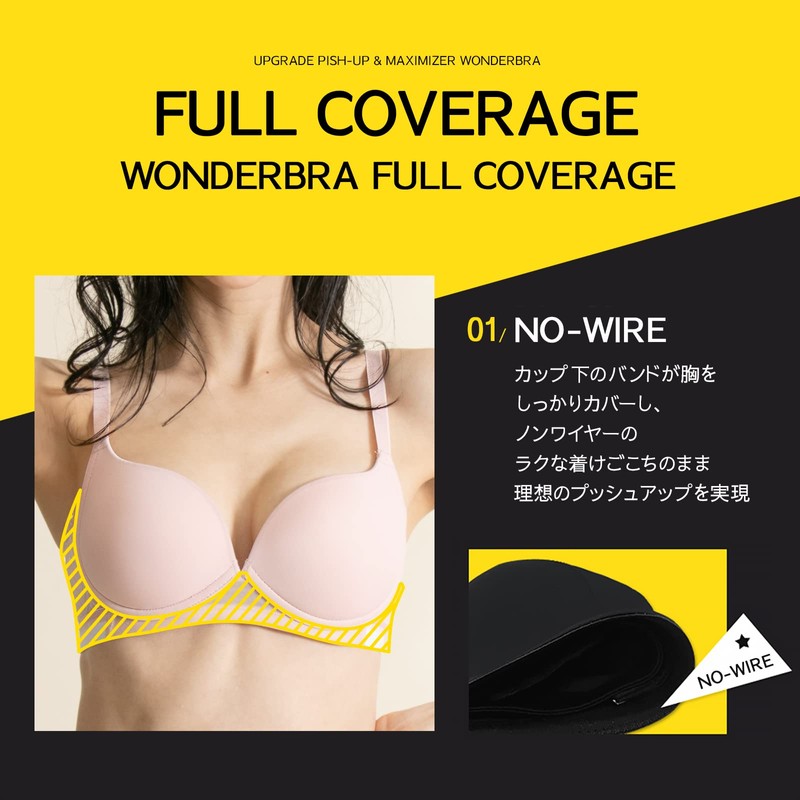 Wonderbra WWBR1N40J Women's Bra, Full Cup, Wireless, Side Boning, Full