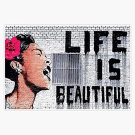 Life is Beautiful wall mural Banksy street graffiti art Bumper Sticker Vinyl Decal 5 inches