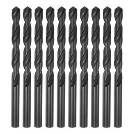 sourcing map 10pcs Jobber Drill Bits 8mm (5/16") Nitride Coated High Speed Steel (HSS) 4241 Twist Drill Bits for Stainless Steel Copper Aluminum Alloy Metal Wood Plastic, Black