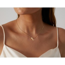 JECOMY Gold Initial Necklace for Women, Dainty 14K Gold Plated Heart Initial Waterproof A-Z Necklace for Women Trendy