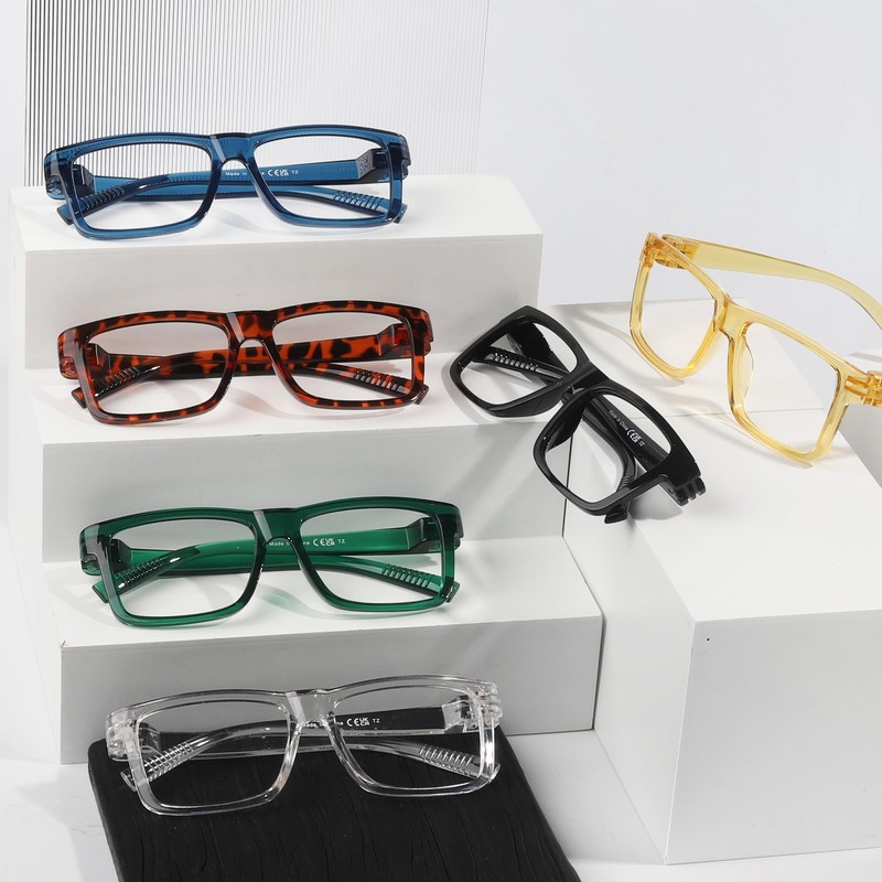 GTSY 6-Pack Metalless & Screwless Spring Hinges Reading Glasses for