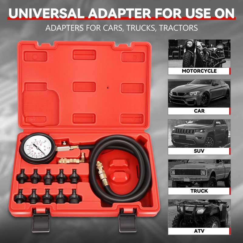 Auto Dynasty Oil Pressure Kit Dual Scale Gauge Engine Testing