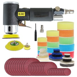 Mini Polishing Machine, Compressed Air Polisher 25 mm 50 mm 80 mm Eccentric Grinder Compressed Air Angle Grinder Polishing Machine/Polisher with 24-Piece Polishing Sponges Polishing Pad Polishing