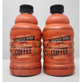 Trader J's Pumpkin Spice Flavored Cold Brew Coffee Concentrate, 32 oz (32oz - 2 pack, Pumpkin Spice)
