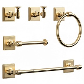 Champagne Bronze Bathroom Accessories Set, 5 Piece Bathroom Towel Holder Set, SUS304 Stainless Steel 24" Towel Bar, Towel Rack Set for Bathroom, Bathroom Hardware Set Wall Mounted