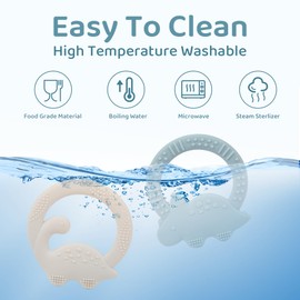 2 Packs Baby Teether Silicone Teething Toys for Babies 0-6 Months with Dinosaur Shape 6 to 12 Months 3-6 Months Infant Newborn for Teething Pacifiers Relief Chew,Ideal Baby Shower Gifts for Moms A2