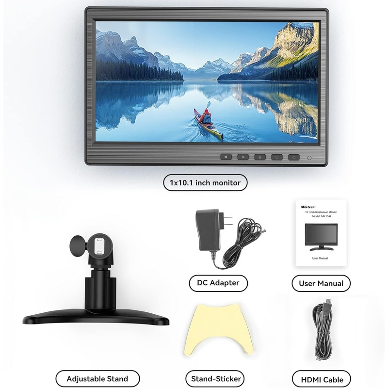 Miktver 10.1 inch Security Monitor, 1024x600 LCD Small Video Monitors
