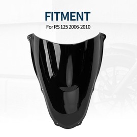 Windshield for RS125 2006-2010 - PSLER Windscreen Wind Deflector Front Flyscreen Double Bubble for RS125 2006-2010 2007 2008 2009(Black)