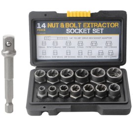 siawadeky Nut Twister, 14-Piece Set, Nut Extractor Socket Set, Impact Bolt & Nut Remover Set, Damaged, Freezing, Rusted, Rounded Bolts, Remove Nuts & Screws, Includes Dedicated Storage Case