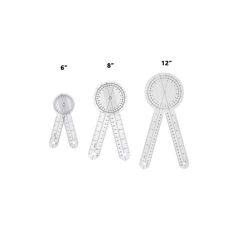 Teppich 3Pcs Goniometer 6/8/12 Inch Occupational Therapy Protractor Tool Measuring