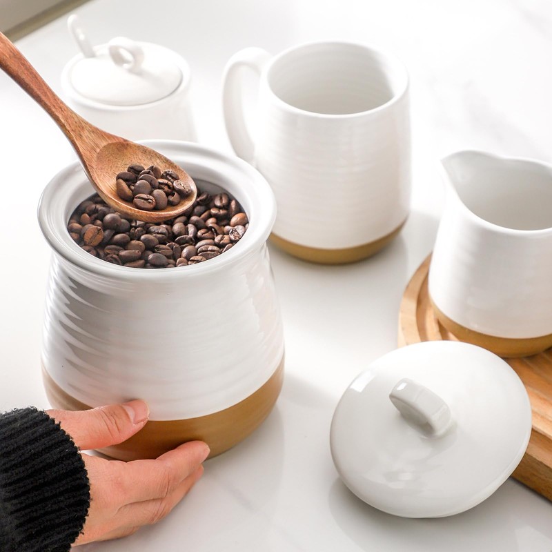Hasense Ceramic Food Storage Container, Porcelain Kitchen Canisters with Airtight