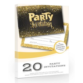 Olivia Samuel 20 x Black and Gold Effect Party Invitations from Ready to Write with Envelopes